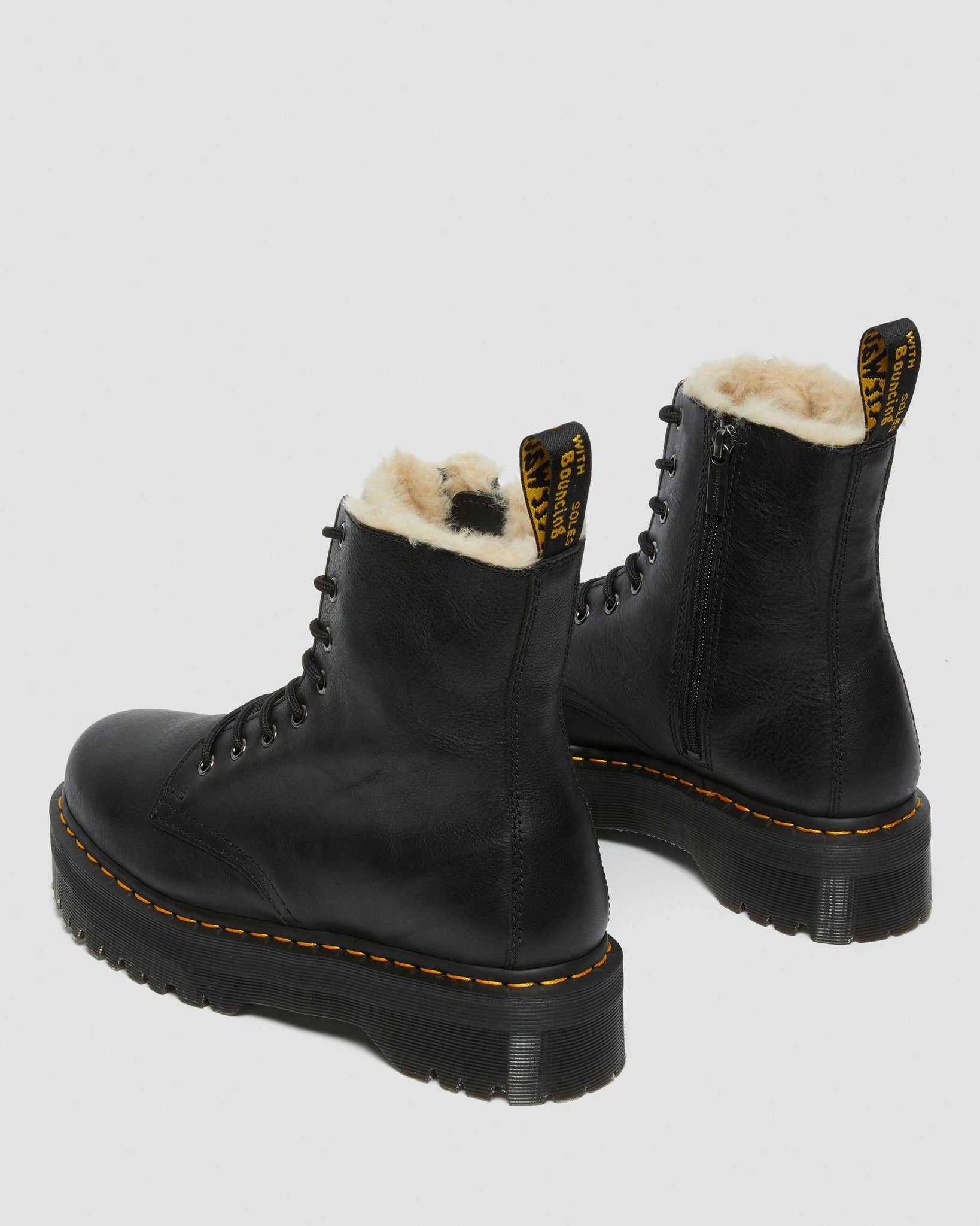 Bottes Jadon à plateforme en cuir Pisa souple avec doublure en fausse fourrure