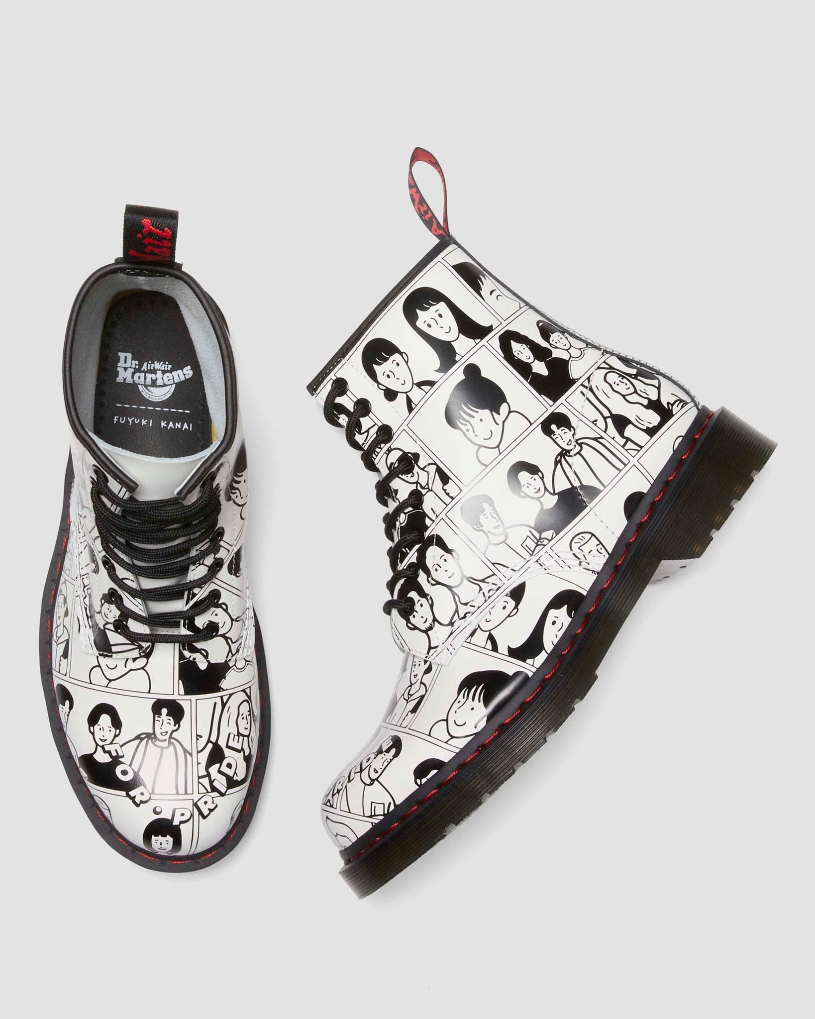 Bottines 1460 à lacets en cuir lisse, édition spéciale Pride, designées par Fuyuki Kanai
