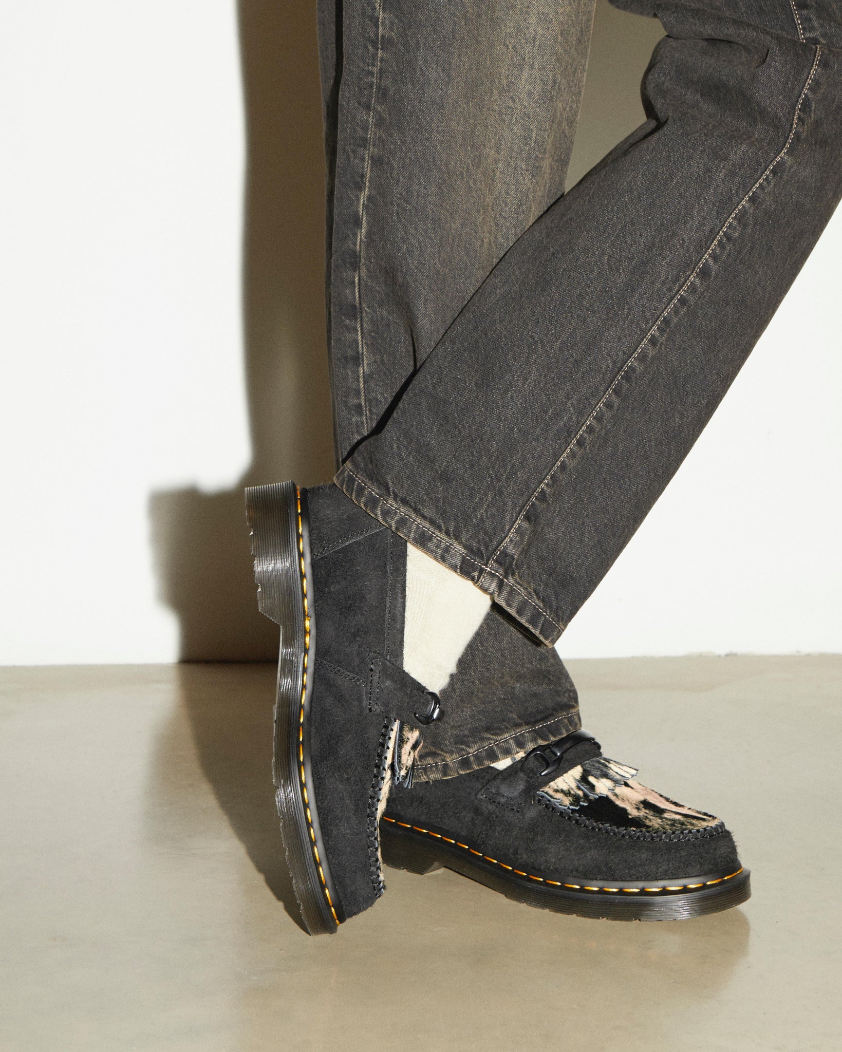 Mocassins Adrian avec mors en métal, confectionnés en suède et cuir Hair-On