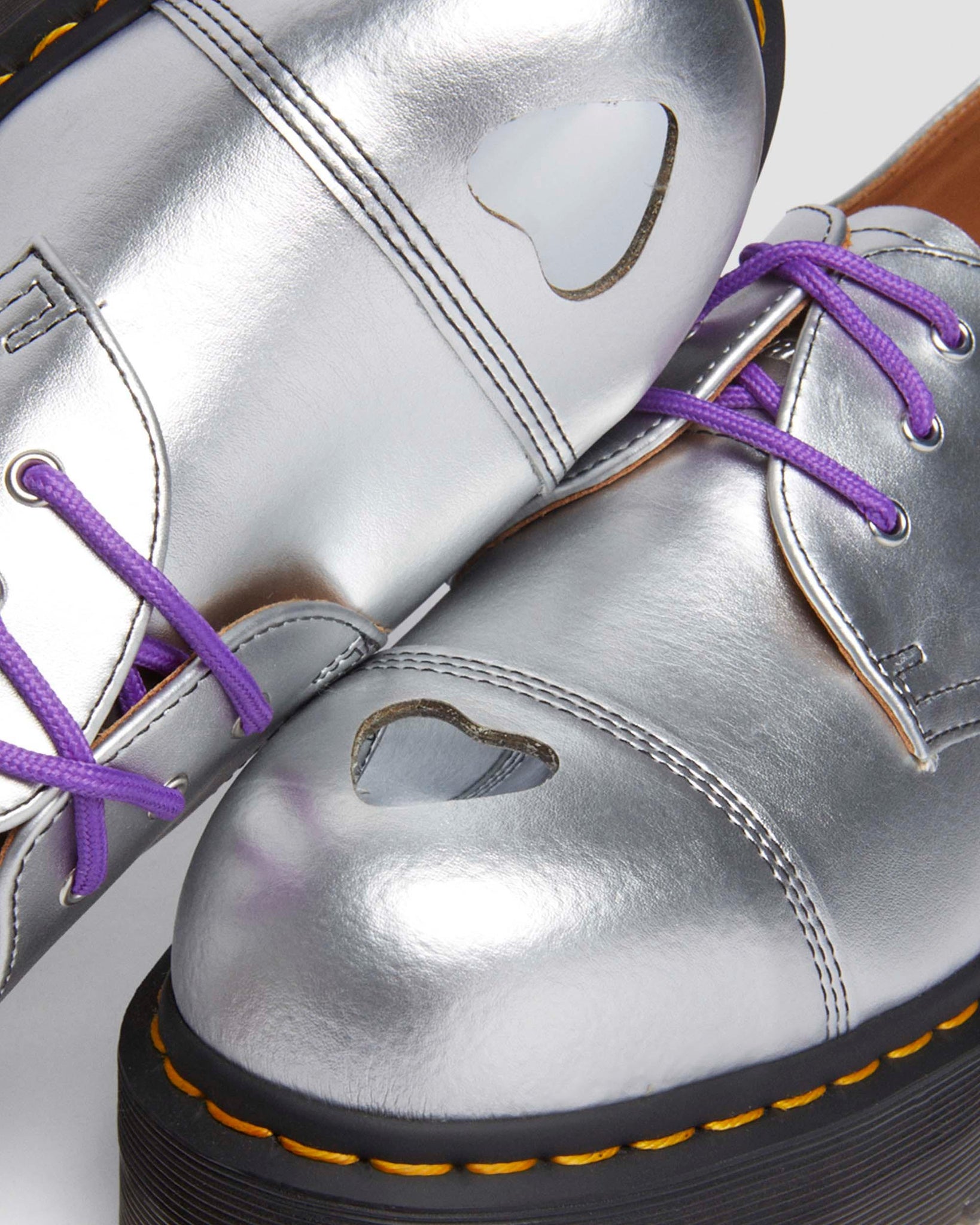 Chaussures Oxford à Plateau 1461 Quad Mademe en Cuir Argenté Alumix