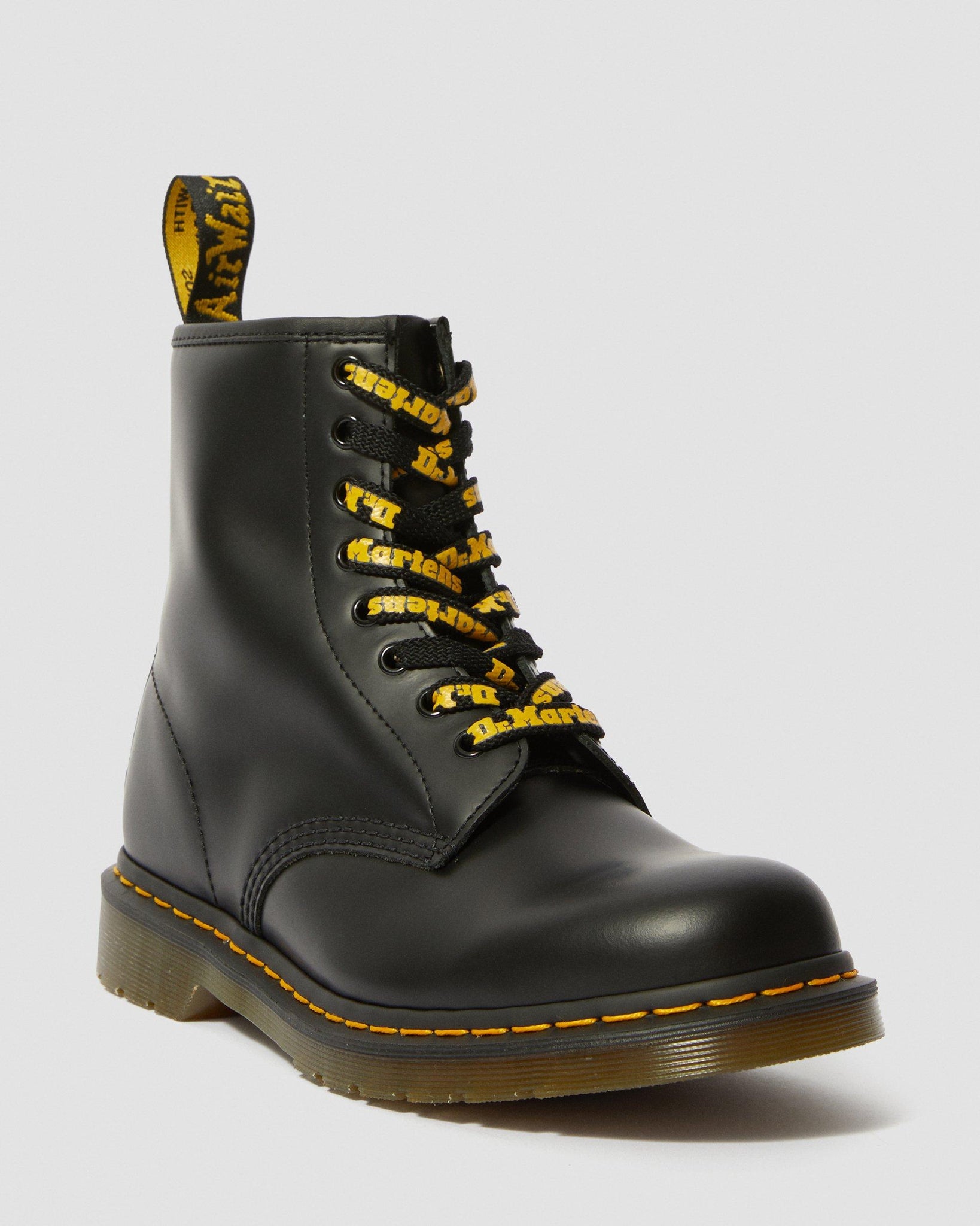 Lacets noir/jaune à logo – 140 cm (pour chaussures 8 à 10 œillets)
